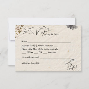 WE DO Shabby Chic Wedding Pressed Flowers RSVP Card