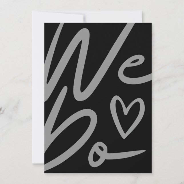 We Do simple black Wedding invitation card (Front)