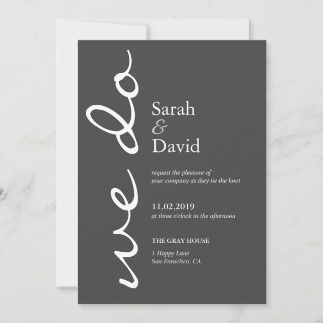 We Do Simple Elegance Wedding Invitation (Front)