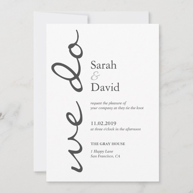 We Do Simple Elegance Wedding Invitation (Front)