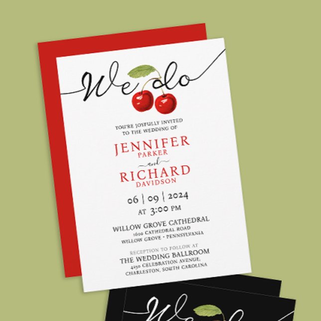 We do Simple Red Cherries Fruits Wedding Invitation (Creator Uploaded)