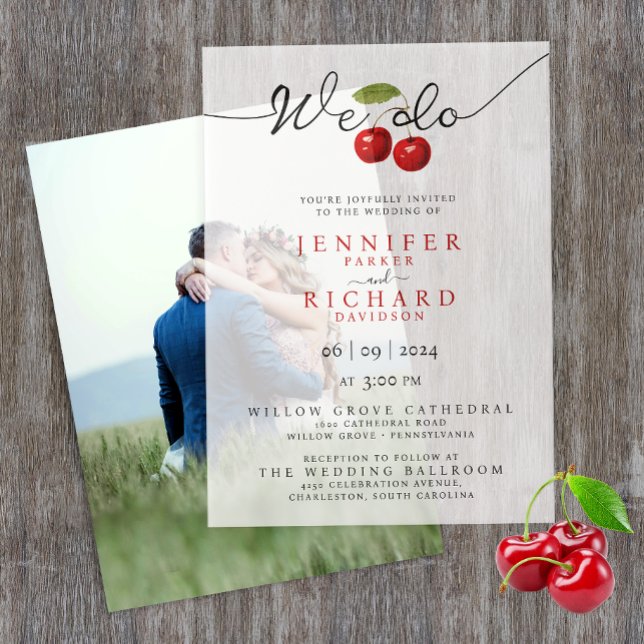 We do Simple Rustic Chic Red Cherry Fruits Wedding Vellum Invitations (Creator Uploaded)