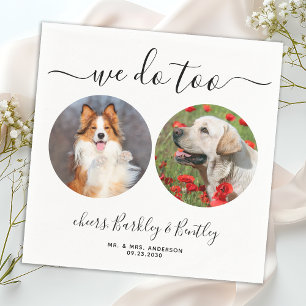 We Do Too Personalised 2 Photo Pet Dog Wedding Napkin