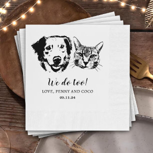 We Do Too Pets Custom Hand Drawing Wedding Napkin