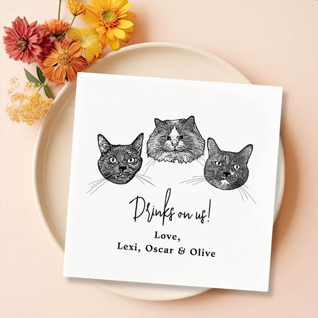 We Do Too Pets Custom Hand Drawing Wedding Napkins (Creator Uploaded)