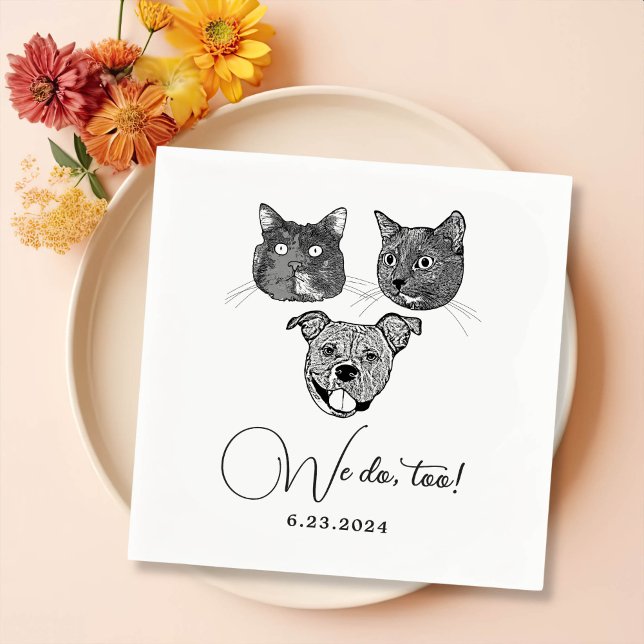We Do Too Pets Custom Hand Drawing Wedding Napkins (Creator Uploaded)