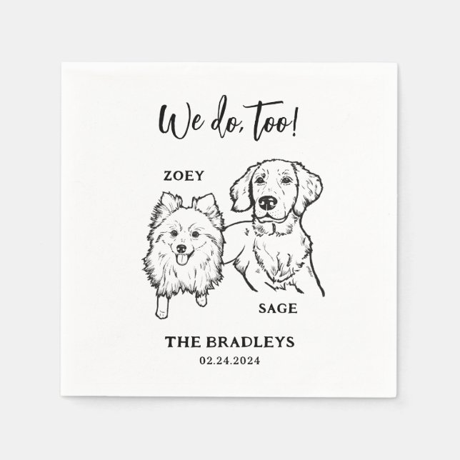 We Do Too Pomeranian Golden Retriever Dog Wedding Napkin (Front)