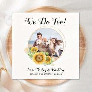 We Do Too Sunflower Personalised Photo Pet Wedding Napkin