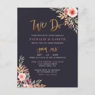 We Do Watercolor Roses & Modern Script Wedding Invitation Postcard