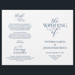 We Do, Wedding Ceremony Foldable Programs<br><div class="desc">This is the foldable wedding ceremony program card, in Navy Blue elegance romantic script theme. (We Do) It is designed with scroll accent that can be personalised with custom/ personalised text for your bridal party, ceremony details, memorial notes and thank you message. ** Note: these text weight paper programs arrive...</div>