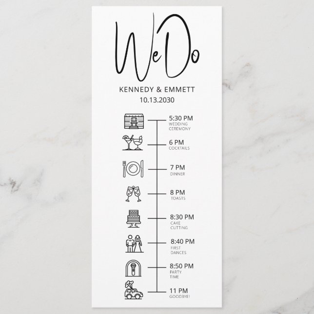 We Do Wedding Day Timeline Flat Program (Front)