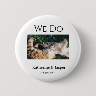 We do wedding engagement pet name photo date coupl 6 cm round badge