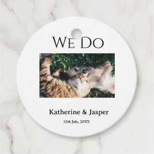 We do wedding engagement pet name photo date coupl favour tags