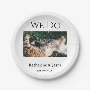 We do wedding engagement pet name photo date coupl paper plate