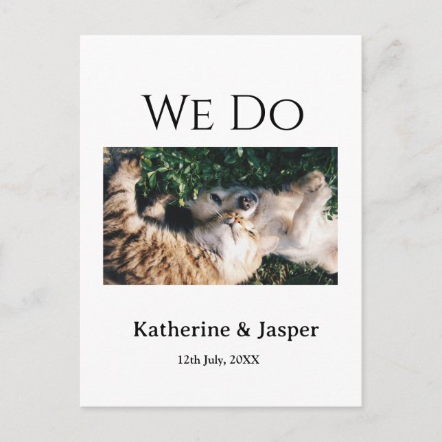 We do wedding engagement pet name photo date coupl postcard (Front)