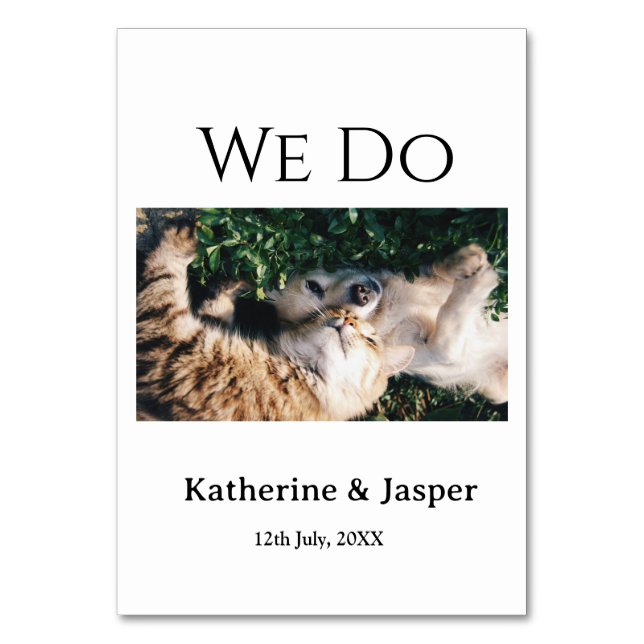 We do wedding engagement pet name photo date coupl table number (Front)