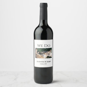 We do wedding engagement pet name photo date coupl wine label