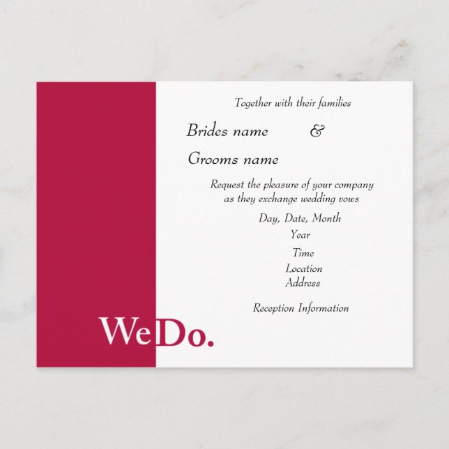 We Do Wedding Invitation Postcard (Front)
