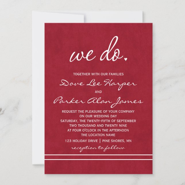 We Do Wedding Invitations │ Deep Red (Front)