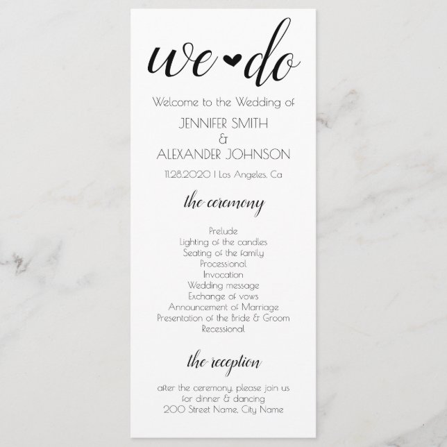 We Do Wedding Program (Front)