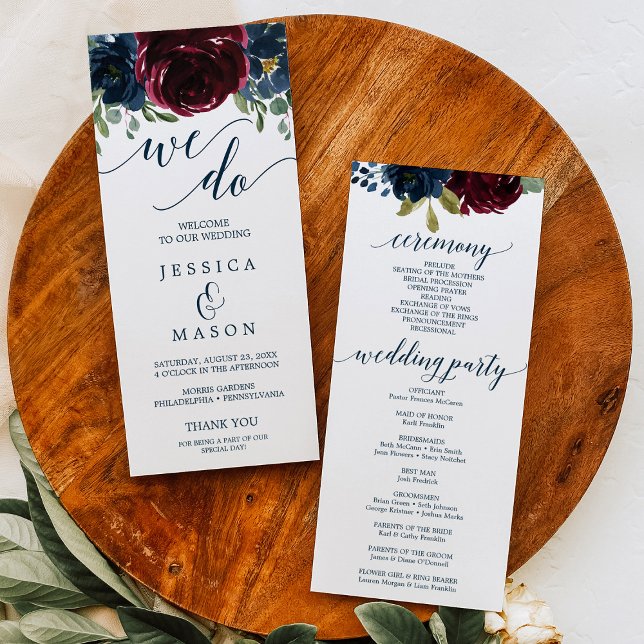 We Do Wedding Program Burgundy Navy (Creator Uploaded)