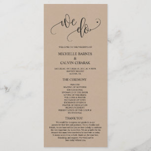 We do Wedding program card in modern rustic theme