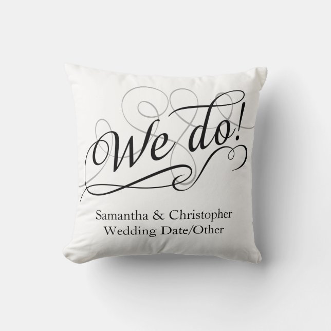 We do, White Wedding Swirl Cushion (Front)