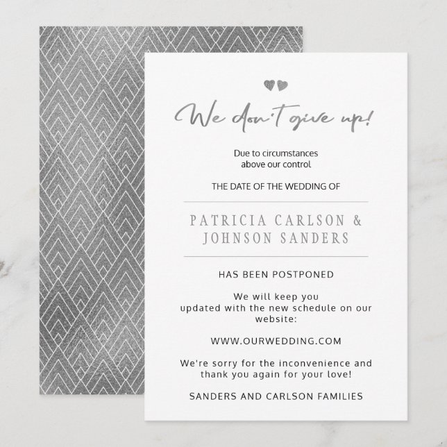 We don't give up postponed wedding announcement (Front/Back)