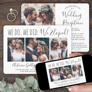 We Eloped 4 Photo Collage Wedding Reception Only Invitation