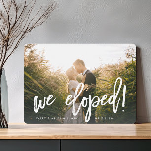 We Eloped   Brush Lettered Wedding Announcement
