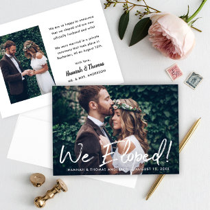 We Eloped Brush Script Photo Wedding Announcement