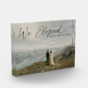 We Eloped Calligraphy Marriage Announcement Photo Block