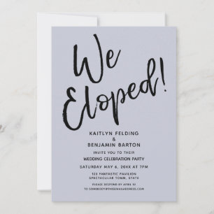 We Eloped! Casual Blue Post Wedding Celebration Invitation