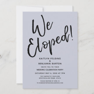 We Eloped! Casual Blue Post Wedding Celebration Invitation