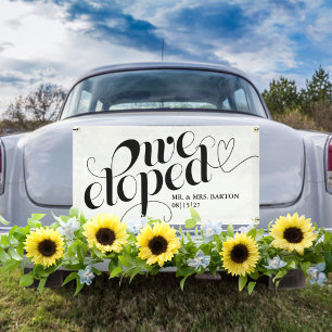 We Eloped Cursive Car Banner