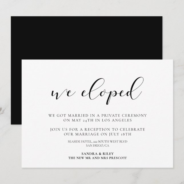 We eloped Elegant announcement (Front/Back)