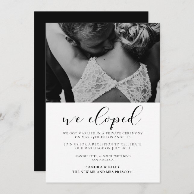 We eloped Elegant design elopement announcement (Front/Back)