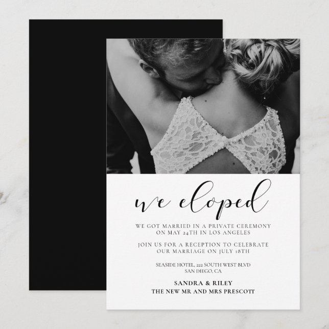 We eloped Elegant Elopement announcement (Front/Back)