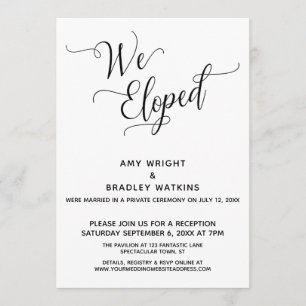 "We Eloped" Elegant Post-Wedding Reception Invitation