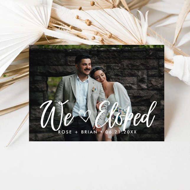 We Eloped Elegant Romantic Wedding Photo Card (Creator Uploaded)
