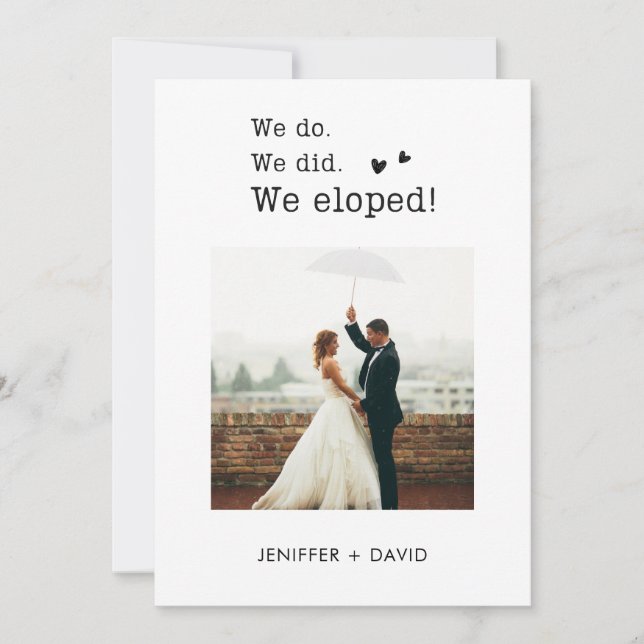 We Eloped Elopement Announcement with QR Code (Front)