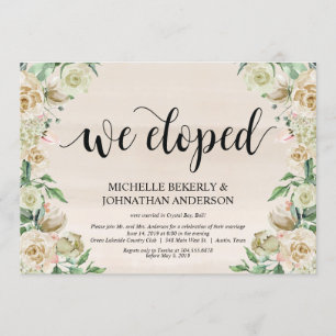 We eloped,  Elopement Reception Invitation Card