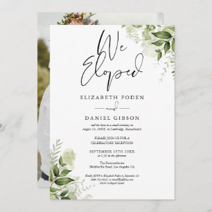 We Eloped Floral Greenery Photo Wedding Party Invitation