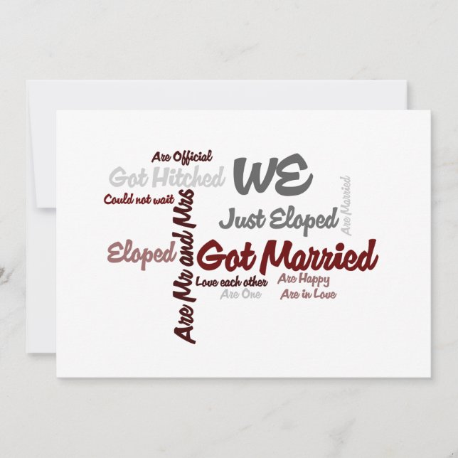 We Eloped | Got Married Word Cloud Invitation (Front)