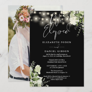 We Eloped Greenery Floral Photo Wedding Party Invitation