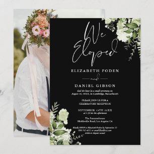 We Eloped Greenery Floral Photo Wedding Party Invitation