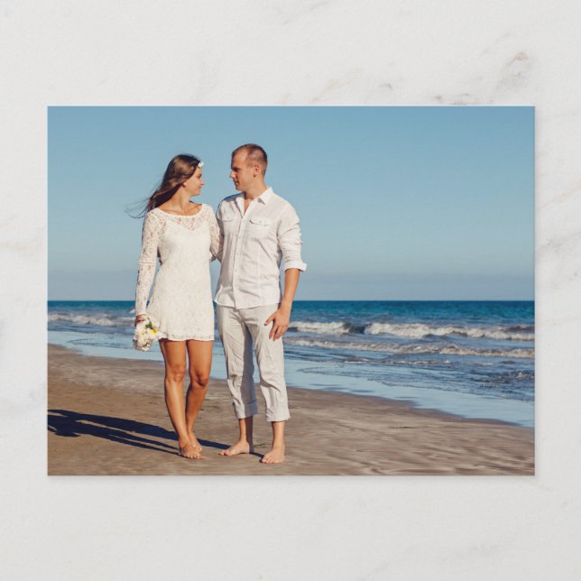 We Eloped In Hawaii Beach Wedding Announcement Postcard (Front)
