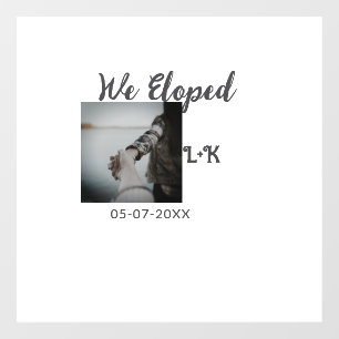 We eloped just married add photo name letter date