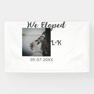 We eloped just married add photo name letter date  banner