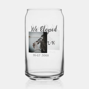 We eloped just married add photo name letter date  can glass
